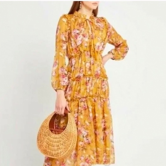 O.P.T  Anthropologie Floral three tier midi dress - Picture 1 of 3